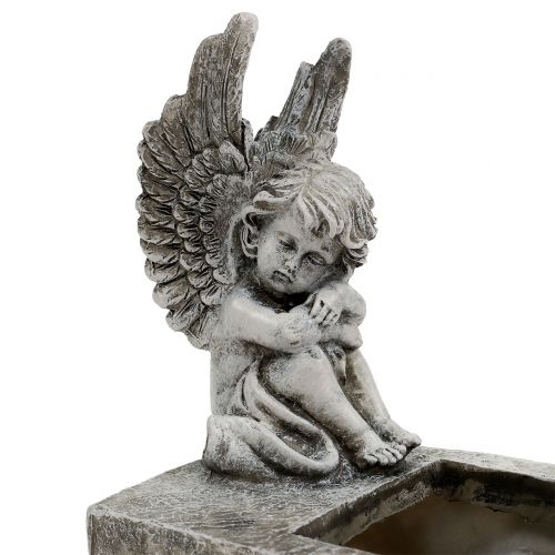 Floristik24 Sodinamoji su angelu pilka 17cm
