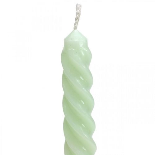 Floristik24 Susuktos žvakės spiralinės žvakės žalios mėtų Ø2.2cm H30cm 2vnt.