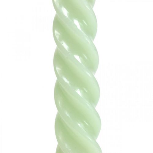 Floristik24 Susuktos žvakės spiralinės žvakės žalios mėtų Ø2.2cm H30cm 2vnt.