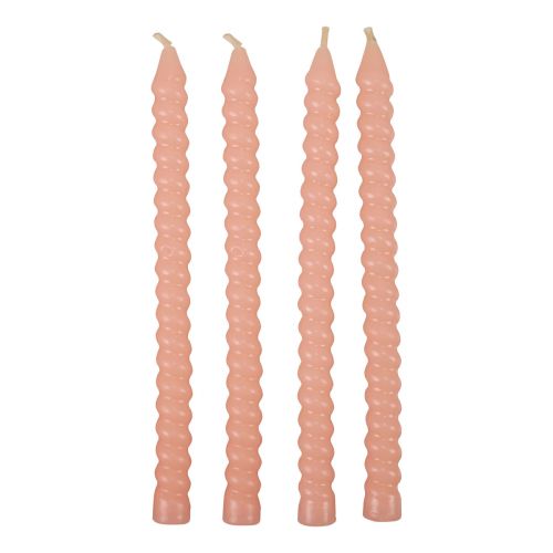 daiktų Susuktos žvakės spiralinės žvakės šviesiai rožinės Ø1,4cm H18cm 4vnt