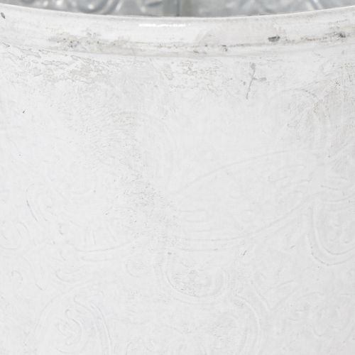 daiktų Dekoratyvinis vazonas, metalinis augalų vazonas, baltas, Ø18,5 cm, aukštis18 cm