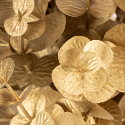Dirbtinis eukalipto augalas, aukso spalvos dekoratyvinė šakelė stalo dekoravimui, 24 cm | Floristik24.lt