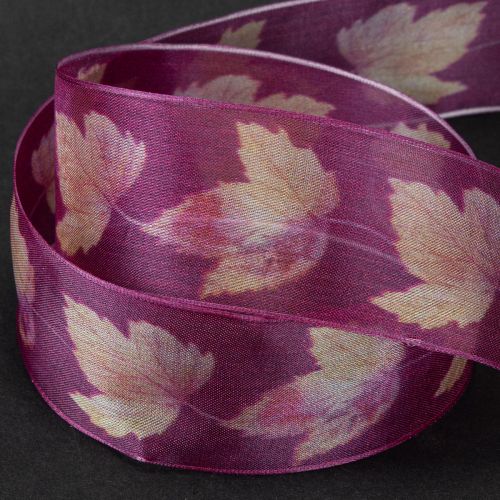 daiktų Dovanų juostelė klevo lapai violetinė juostelė rudens 40mm 15m