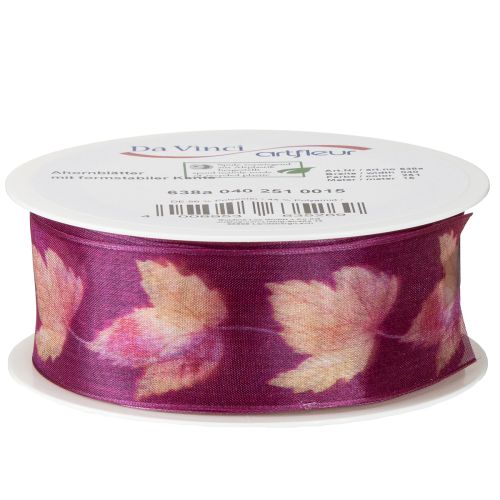daiktų Dovanų juostelė klevo lapai violetinė juostelė rudens 40mm 15m
