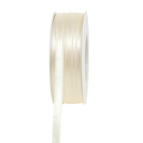 Dovanų juostelė kreminė dekoratyvinė taftos juostelė 6 mm x 50 m