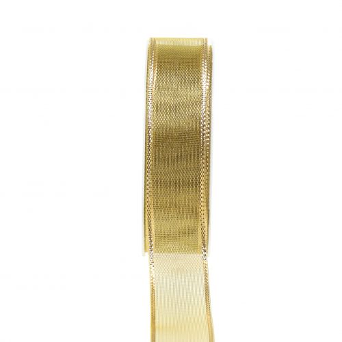 Dovanų juostelė aukso žiedo efektas 25mm 25m