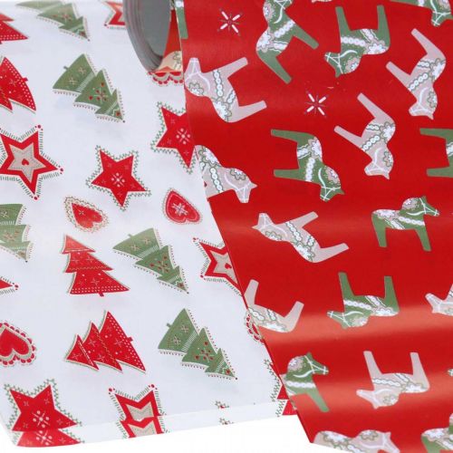daiktų Vyniojamasis popierius kalėdinis raudonas, baltas 4 lapai rinkinyje 50 × 70cm