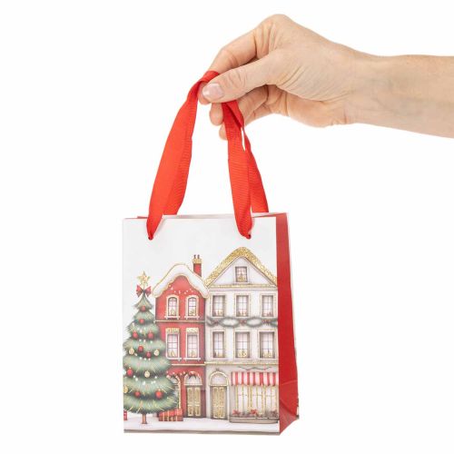 Kalėdinių dovanų maišeliai su nameliais ir eglute 16 cm 2 vnt. | Floristik24.lt