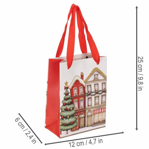Kalėdinių dovanų maišeliai su nameliais ir eglute 16 cm 2 vnt. | Floristik24.lt