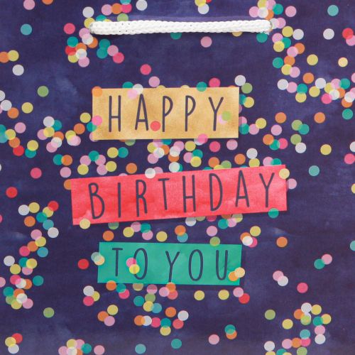 daiktų Dovanų maišelis gimtadieniui “Happy Birthday” popierinis 18×10×23cm 2vnt