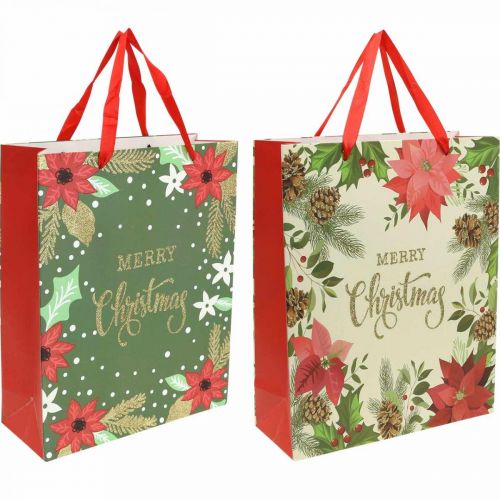 Floristik24 Dovanų maišeliai Kalėdų dovanų maišelis Merry Christmas 32x26cm 2vnt