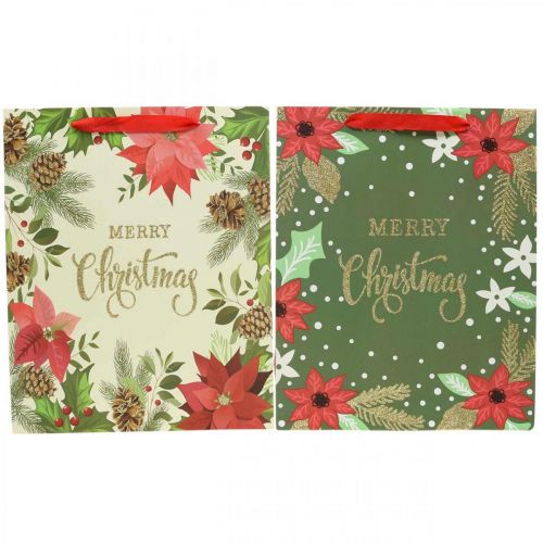 Floristik24 Dovanų maišeliai Kalėdų dovanų maišelis Merry Christmas 32x26cm 2vnt