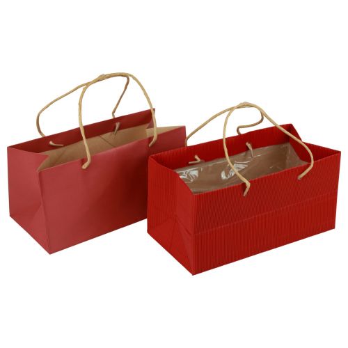 Floristik24 Dovanų maišeliai raudoni popieriniai maišeliai su rankena 24×12×12cm 6vnt