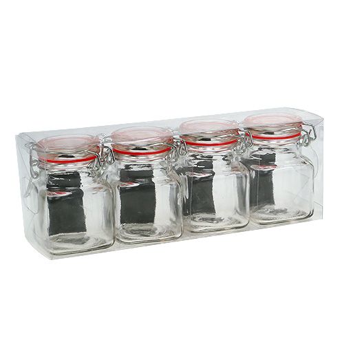 Floristik24 Prieskonių stiklainiai su ženklinimo lauku Ø4cm H7cm 4vnt