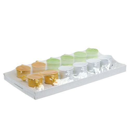 Floristik24 Laistytuvas Ø5,5cm H5,5cm 12vnt. Geltona / žalia / balta