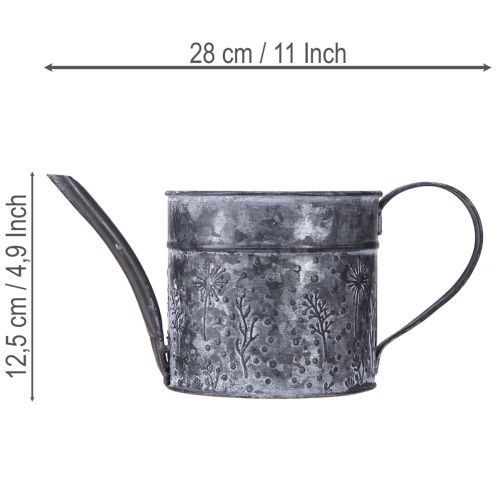 daiktų Laistytuvas metalo apdaila pilkos gėlės juodos Ø13cm H13cm
