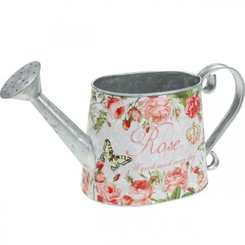 Nostalgiškas dekoratyvinis ąsotis, ąsotis iš metalo, vazonėlis su rožėmis H15,5cm L28,5cm