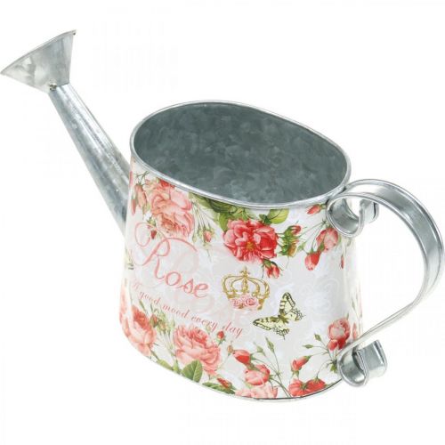 daiktų Nostalgiškas dekoratyvinis ąsotis, ąsotis iš metalo, vazonėlis su rožėmis H15,5cm L28,5cm
