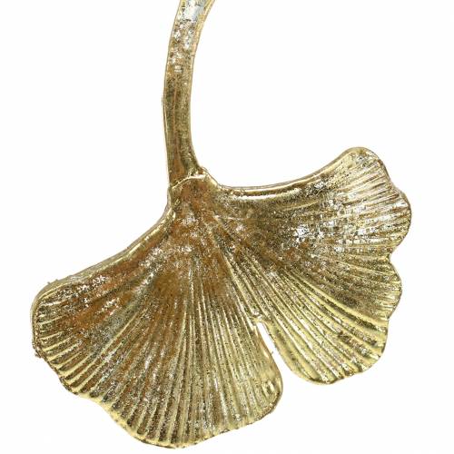 Floristik24 Dekoratyvinė kabykla Ginkmedžio lapų stiklas auksinis 8cm × 10cm 2vnt