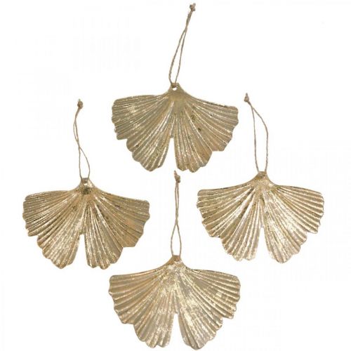 Floristik24 Ginkmedžio lapų pakabukas Ginkgo vintage dekoratyvinis metalas 15×11cm 4 vnt