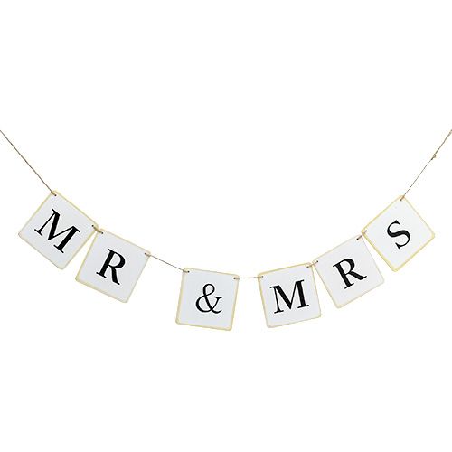 Floristik24 Girliandas "Mr & Mrs" 85cm balta 1vnt