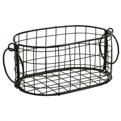 daiktų Vielinis krepšelis su rankenomis metalinis juodas 17-32cm rinkinys 4