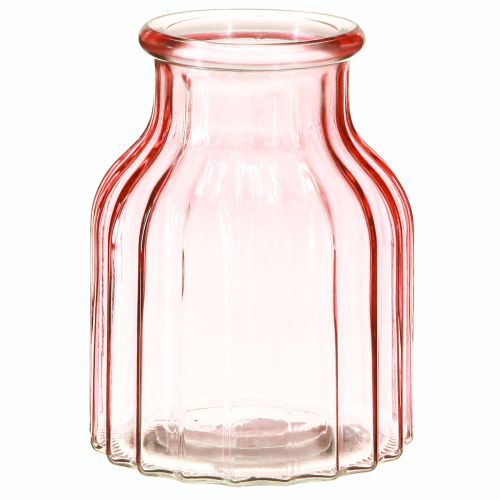 Stiklinė gėlių vaza retro rožinis atspalvis Ø11cm H14,5cm 2vnt