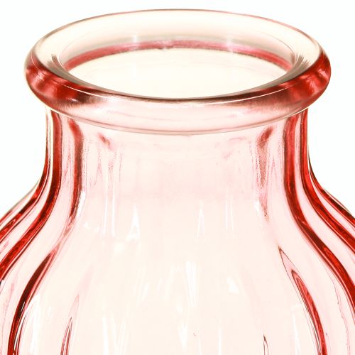daiktų Stiklinė gėlių vaza retro rožinis atspalvis Ø11cm H14,5cm 2vnt