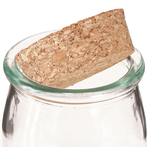 daiktų Stiklo apdaila su kamščiu Vintage Clear Natural Ø7cm H8cm 6 vnt
