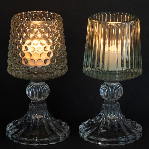 daiktų Stiklinės arbatinės žvakutės su taškeliais ir grioveliais apačioje, aukštis 15 cm, 2 vnt.