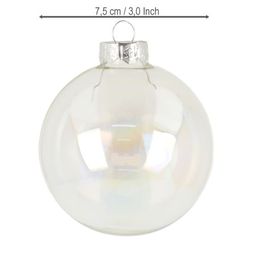 daiktų Kalėdiniai stikliniai rutuliukai, vaivorykštiniai, skaidrūs, 7,5 cm, 12 vnt.