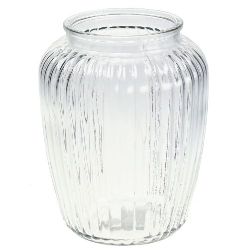 Floristik24 Briaunuota stiklo vaza Ø15cm H19,5cm