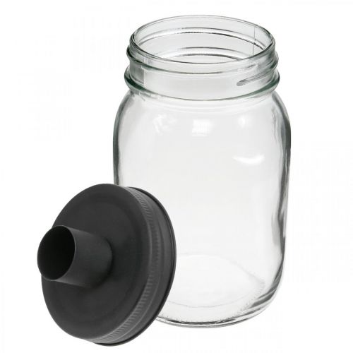 Floristik24 Deco stiklas su žvakidėmis juoda stalo apdaila Ø8,5cm H16cm 2vnt