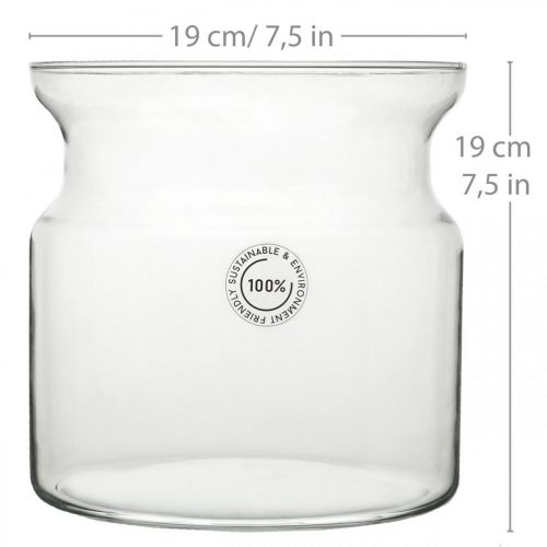 daiktų Gėlių vaza stiklinė skaidraus dekoratyvinio stiklo vaza Ø19cm H19cm