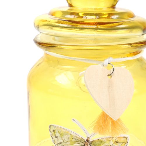 Floristik24 Stiklinis indelis bonboniere geltonas Ø11cm H15,5cm