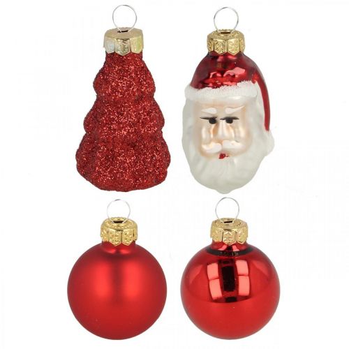 Floristik24 Mini kalėdinės dekoracijos figūrėlės ir rutuliukai stiklo asorti 3cm 9vnt