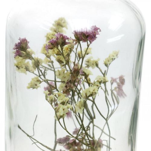daiktų Stiklas su žvakide, stiklo apdaila su džiovintomis gėlėmis H16cm Ø8,5cm