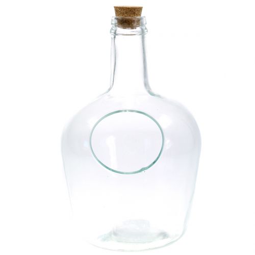 Floristik24 Stiklinio butelio dekoratyvinis indas su kamščiu Ø19cm H30cm