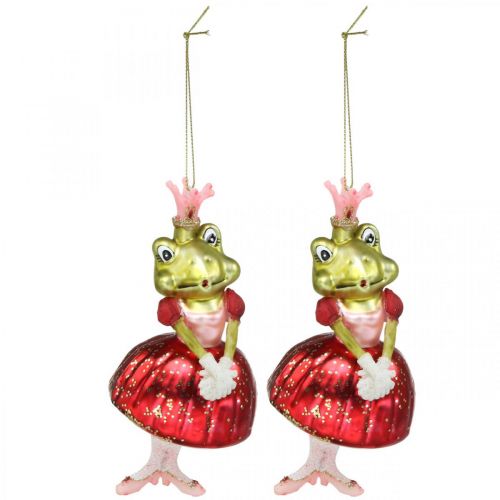 daiktų Varlė princesė, eglutės papuošimai, pasakų dekoracijos, medžio pakabukai, tikras stiklas H14cm 2vnt