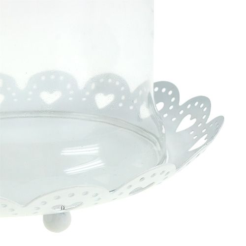Floristik24 Stiklinis gaubtas su plokštele Ø15,5cm H17cm baltas
