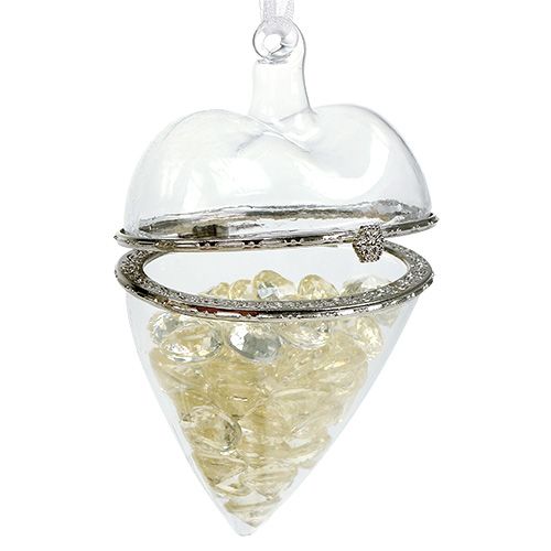 Floristik24 Stiklinė širdelė užpildymui 7cm x 10cm skaidri 1 vnt