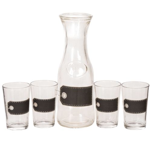 Stiklinis termosas, aukštis 27 cm, su 4 stiklinėmis, aukštis 11 cm