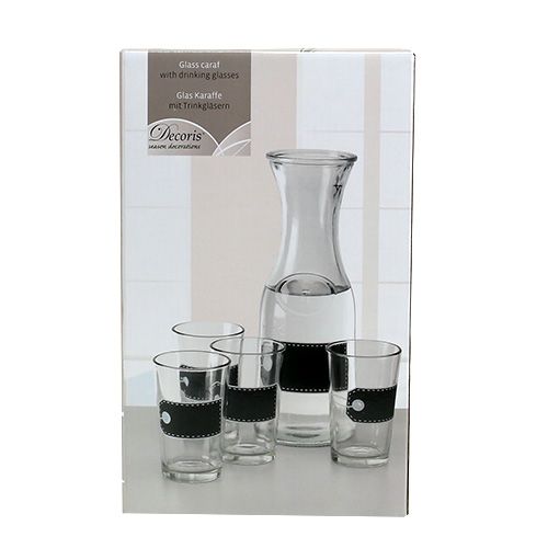 daiktų Stiklinis grafinas H27cm su 4 stiklinėmis H11cm