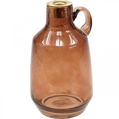 Žvakidė stiklo lazdelė žvakė rudo stiklo dekoracija H22cm