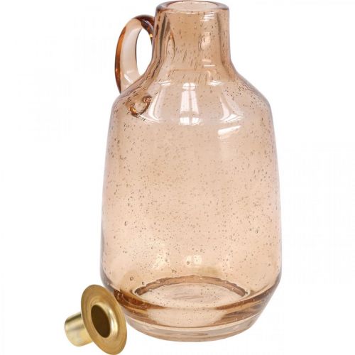 Floristik24 Žvakidė Stiklas Žvakė Šviesiai Rudas Stiklas Deco H22cm
