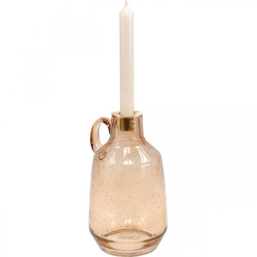 Floristik24 Žvakidė Stiklas Žvakė Šviesiai Rudas Stiklas Deco H22cm