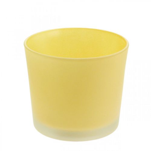 Stiklinis gėlių vazonas geltonas augalų vazonas stiklinis kubilas Ø14,5cm H12,5cm