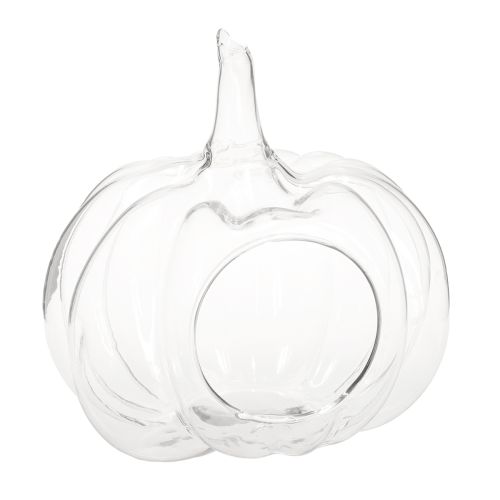Floristik24 Stiklinis moliūgas su anga, rudens dekoracijos moliūgas, skaidrus, Ø21 cm, aukštis20 cm
