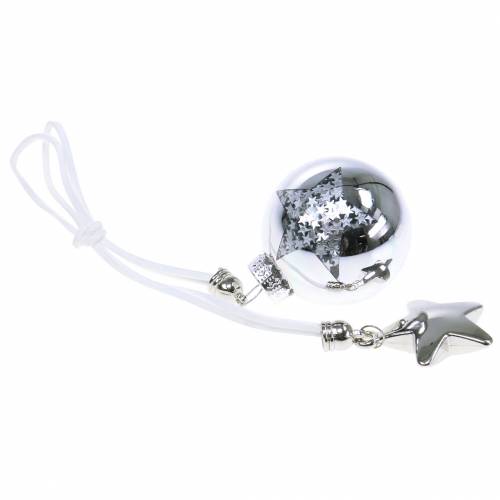 Floristik24 Eglutės puošmena stiklinis rutulys su sidabro žvaigždute 5cm