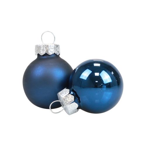 Mini kalėdiniai rutuliai stikliniai mėlyni stikliniai rutuliai Ø2,5cm 20 vnt